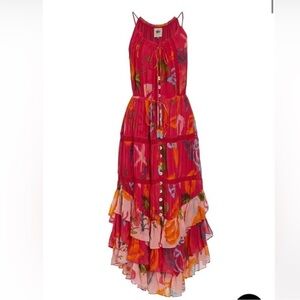 Farm Rio Mixed Fruits Ocean Tiered Midi-Dress NWT medium